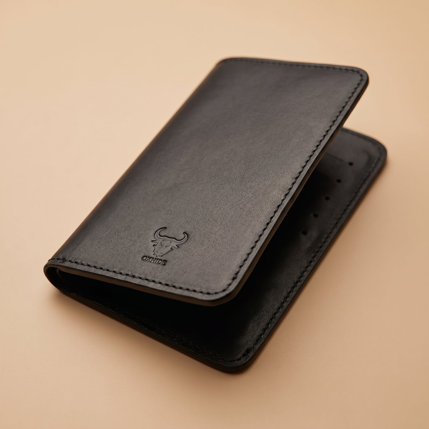 Oxhide™ Premium Minimalist Leather Long Wallet – Slim Bifold Card Holder for Men
