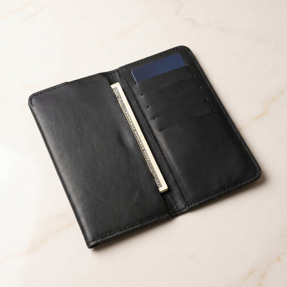 Oxhide™ Premium Minimalist Leather Long Wallet – Slim Bifold Card Holder for Men